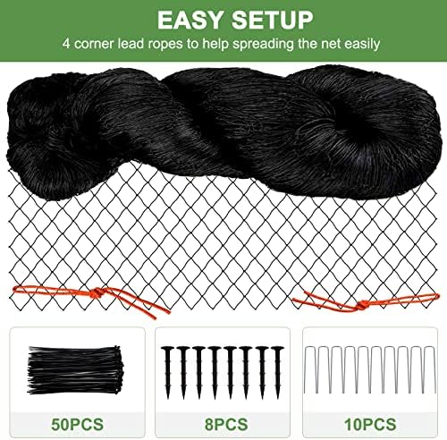 bird netting 25'x50'with 3/4" square mesh, heavy duty, side view