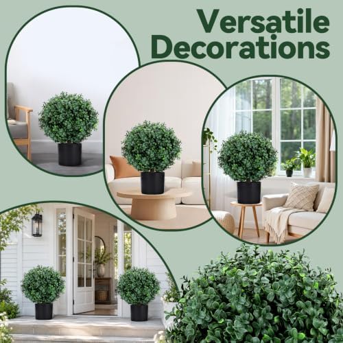 enven set of 2 artificial boxwood topiary trees showing dimensions