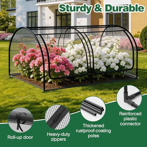 98x49x49in garden plant netting mesh cover for raised showing dimensions