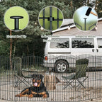 10‑panel no‑dig metal garden fence 32"h x 23.6'l showing dimensions