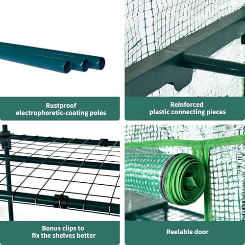 4 tier mini indoor greenhouse,27"x19"x62" greenhouse for indoors&greenhouses showing dimensions