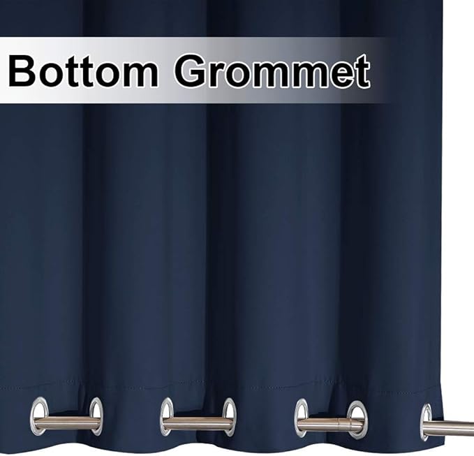 NICETOWN Waterproof Patio Outdoor Curtain and Drape, Thermal Insulated Top and Bottom Grommet Keep Sun & Rain Out Blackout Indoor Outdoor Divider for Gazebo, Navy Blue, 1 Panel, W100 by L95