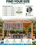 foundgo heavy duty clear vinyl tarp 8x16 ft, side view
