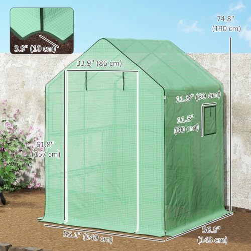 outsunny 4.6' x 4.7' portable greenhouse walk-in water/uv on a desk or shelf