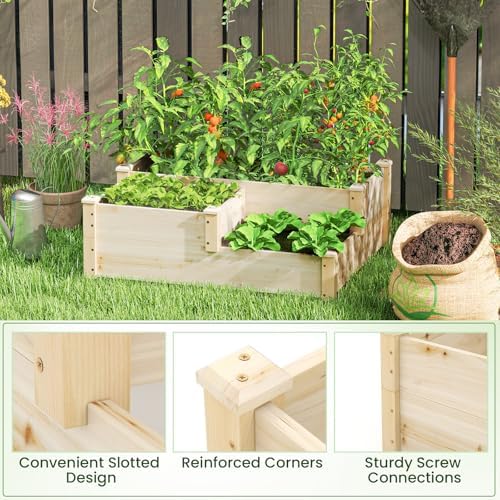 giantex raised garden bed, wood planter box for on a desk or shelf
