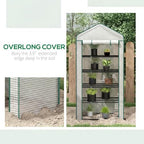 outsunny 5 tier mini greenhouse small portable 76", front angle view