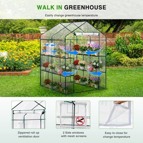yesker greenhouse 57.5"x57"x77" walk in green house, close-up detail