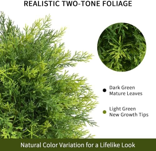 artificial bushes plants 28" topiary ball trees outdoor, side view