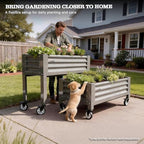 anleolife rolling elevated raised garden bed with wheels, close-up detail