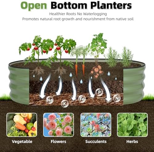 g good gain 3pcs raised garden beds, metal, side view