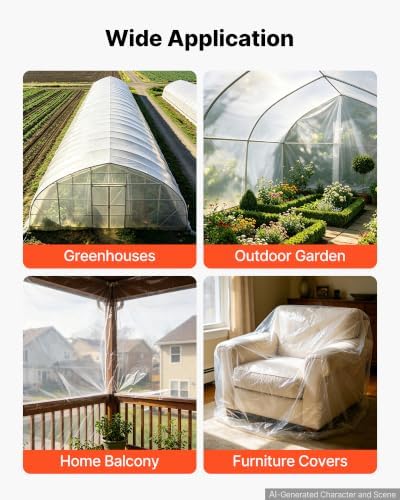 vevor greenhouse plastic sheeting 12 x 100 ft, front angle view