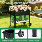 31.5" tall elevated mobile raised garden bed with showing dimensions