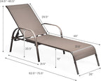 Giantex 2 Pack Patio Lounge Chair, Outdoor Chaise Lounge with 5 Adjustable Backrest, Sturdy Steel Frame, Sunbathing Recliner, Beach Chair, Tanning Chair for Outside, Yard, Balcony, Pool Chairs, Brown