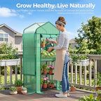 mini greenhouse with screen roof, ohuhu upgraded portable shown in use