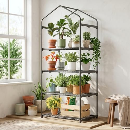 superlele mini greenhouse, plant stand for indoor outdoor shown in use