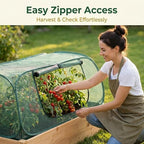 raised garden bed covers(45"x22"x18"), pop up mesh plant, front angle view