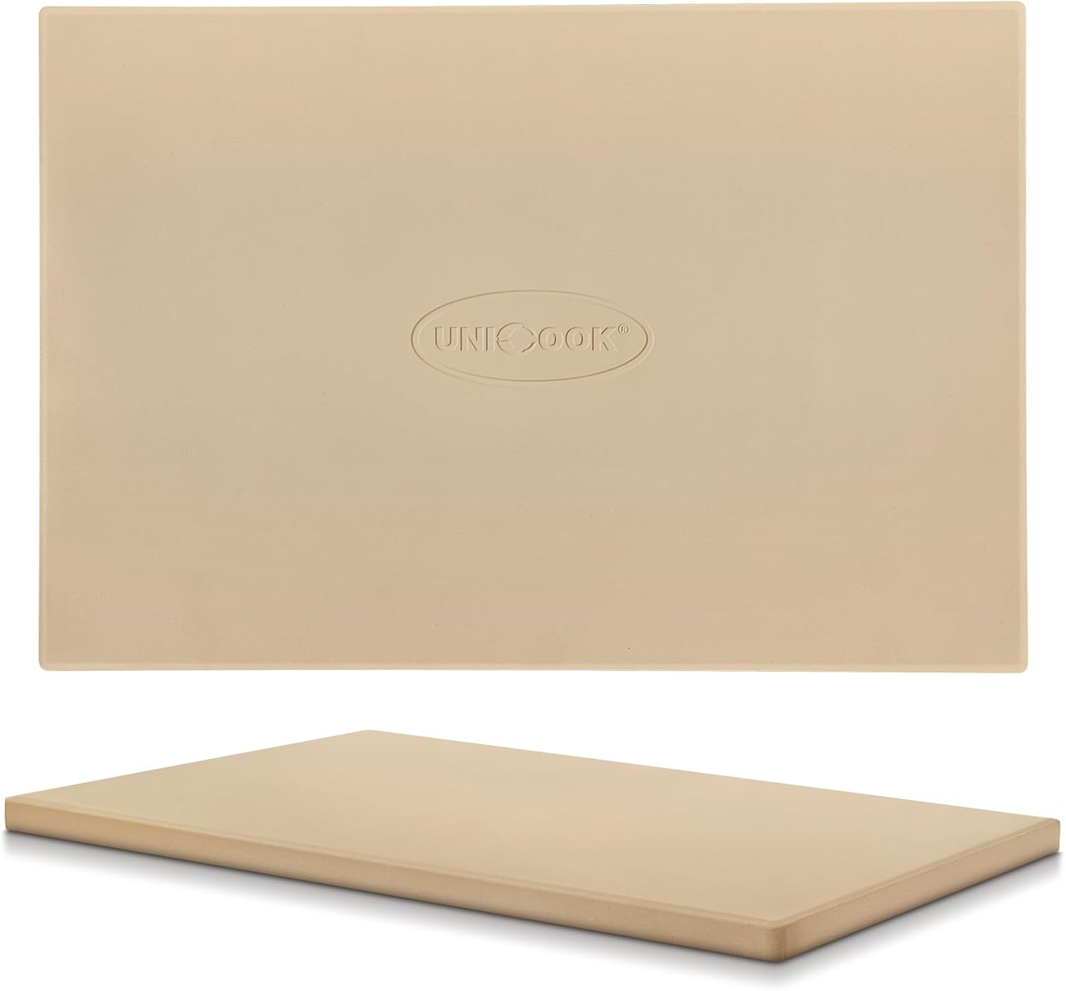 Unicook 20 x 13.5 Inch Extra Large Pizza Stone for Oven and Grill, 10.6 Lbs | Heavy Duty, Even Heating&Consistent Heat Retention, Crispy Crust for 2 Small Pizzas, Bread, Cookies, Includes Dough Scraper