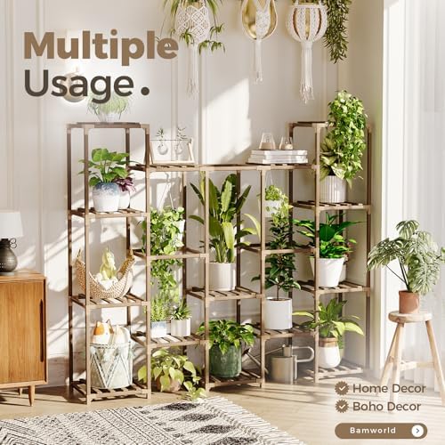 bamworld large hanging plant stand indoor tall plant shown in use