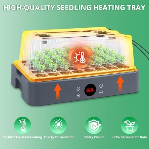 sondiko seed starter tray with grow light, heated, side view