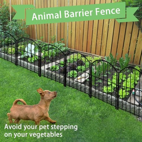decorative garden fence 17in(h)x13in(w), 26 pack rustproof metal, package contents