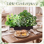 canlierr artificial greenery plants arrangement in rectangular wooden, side view