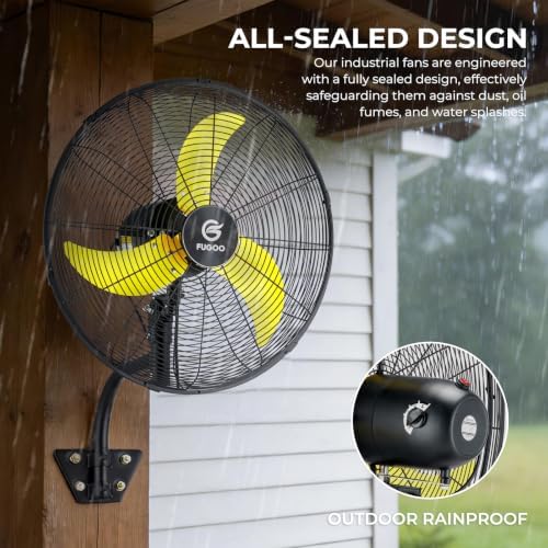 fugoo 20 inch outdoor wall-mounted fan, 4000 cfm on a desk or shelf