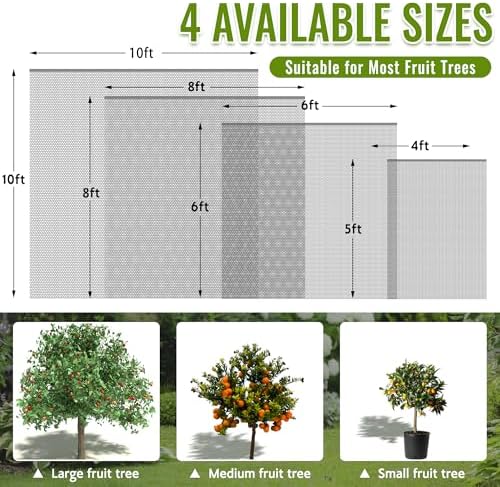 fruit tree netting bags with zipper and drawstring, side view
