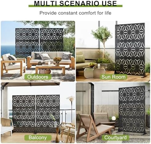 qinptwut 72" metal privacy screen, outdoor freestanding privacy, package contents
