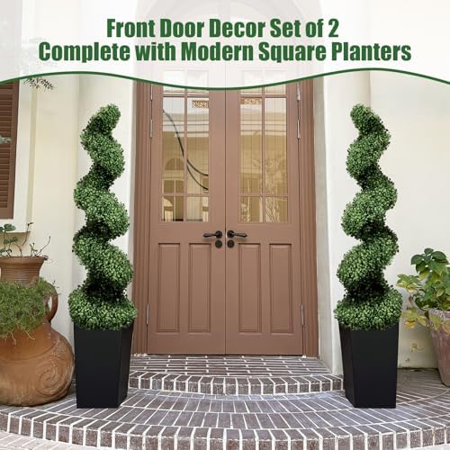mavis's diary 5ft artificial spiral topiary trees, set, side view