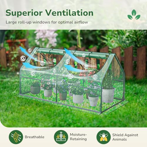 greatbuddy 3x3x6 small greenhouse, durable pe,waterproof & uv, side view