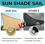 rectangle 8' x 10' red sun shade sail, close-up detail