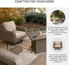 Signature Design by Ashley Outdoor Swivel Lounge Chair with Cushion, Beige | All-weather resin wicker, Powder-coated aluminum frame, Nuvella fabric, Boxed edge cushion, Carmel Bay