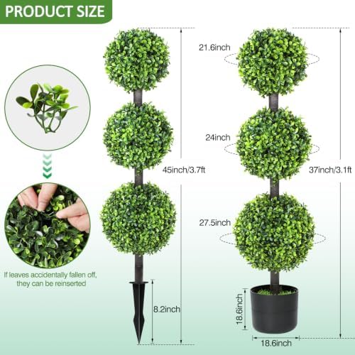 3ft artificial triple ball boxwood topiary tree,set of shown in use
