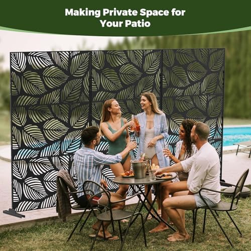 kingsyard 72x47 inch metal privacy screen outdoor freestanding, close-up detail