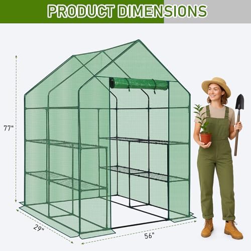 outvita walk-in greenhouse, 3 tiers 8 shelves, durable shown in use