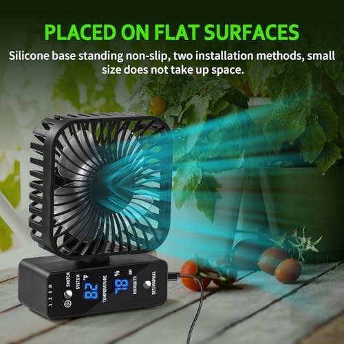 4" grow tent clip fan, 4-speed airflow, 90° showing dimensions
