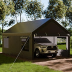 shintenchi carport 10' x 20' heavy duty portable, front angle view