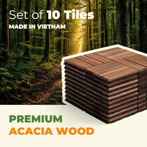jurax interlocking wood deck tiles, 10pcs patio flooring, side view