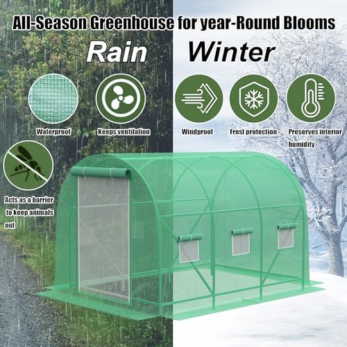 10x7x7 ft greenhouse, outdoor walk-in greenhouses with screen shown in use