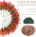 2 set artificial fake mums flowers plants with, close-up detail