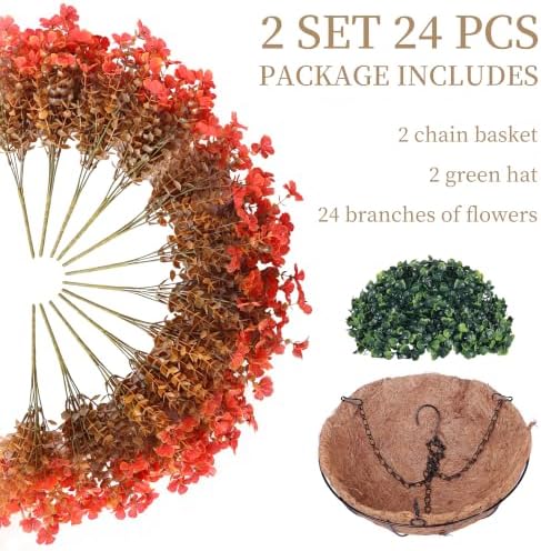 2 set artificial fake mums flowers plants with, close-up detail