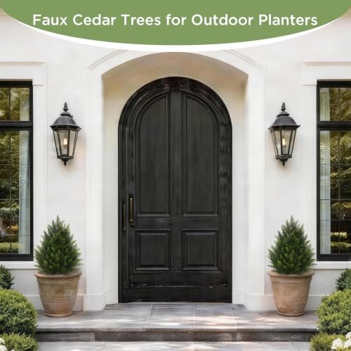 vitalismo 2ft uv-resistant artificial cedar trees for front showing dimensions