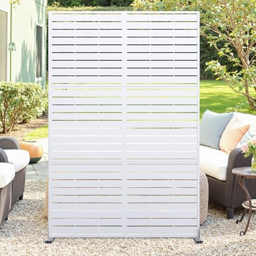 metal privacy screen outdoor, heavy-duty galvanized steel free, front angle view