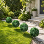 homcom 1.3ft (15.7") artificial boxwood topiary ball bush, front angle view