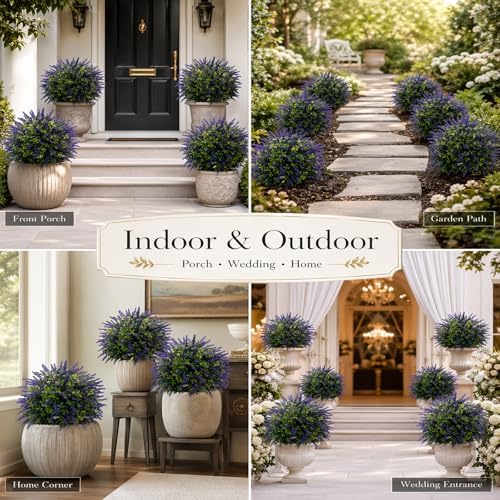 artificial lavender topiary set of 2, faux bushes, package contents