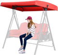 Replacement Canopy for 3 Seater Outdoor Swing Chairs,Swing Canopy Replacement Top Cover,Waterproof Sunscreen Universal Top Cover Fits Patio Porch Garden Hammocks,Red