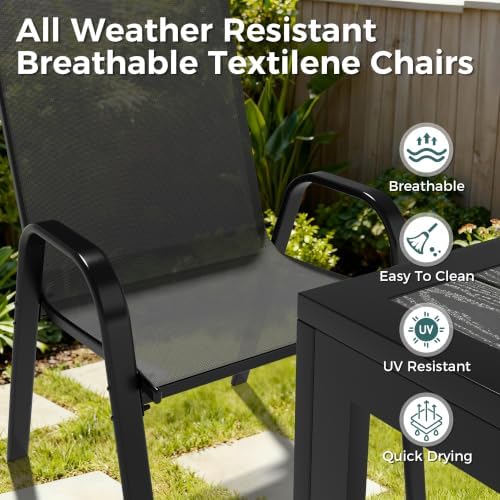pamapic outdoor dining sets for 6, rectangular steel on a desk or shelf