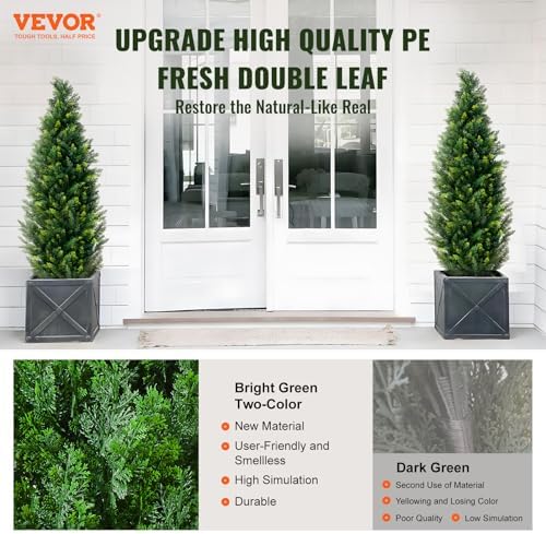 vevor artificial topiary cedar tree, 48 inch tall, close-up detail