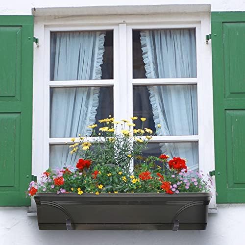 southern patio medallion windowsill platform garden planter, black, side view