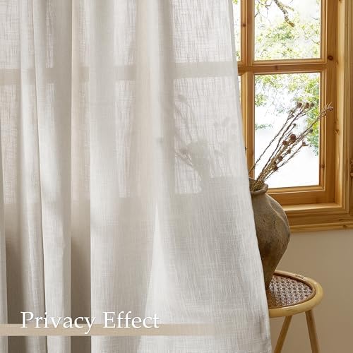 nicetown faux linen curtains 2 panels set for showing dimensions